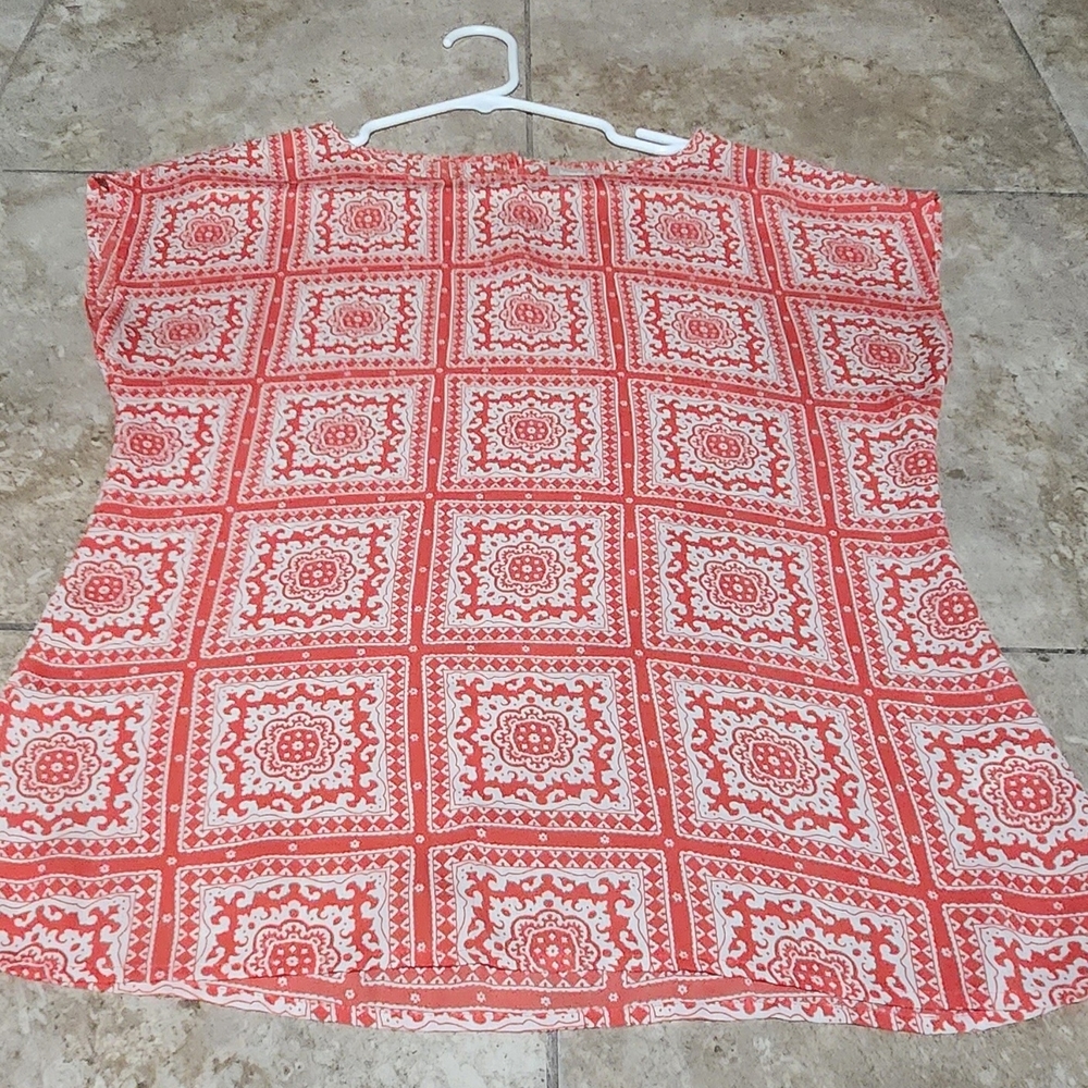 Banana Republic Orange and White Patterned Blouse